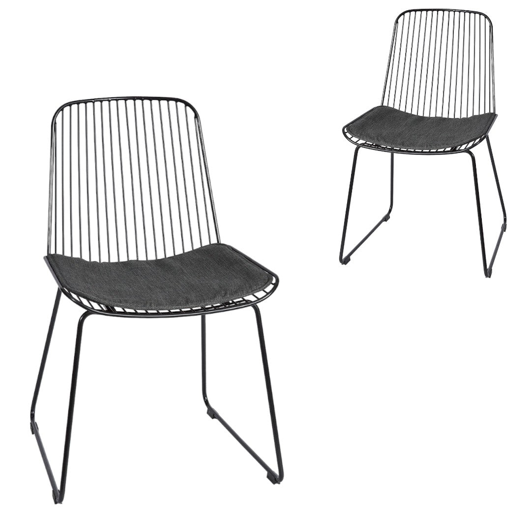 Set of 4 - Amir Steel Outdoor Dining Chair - Black
