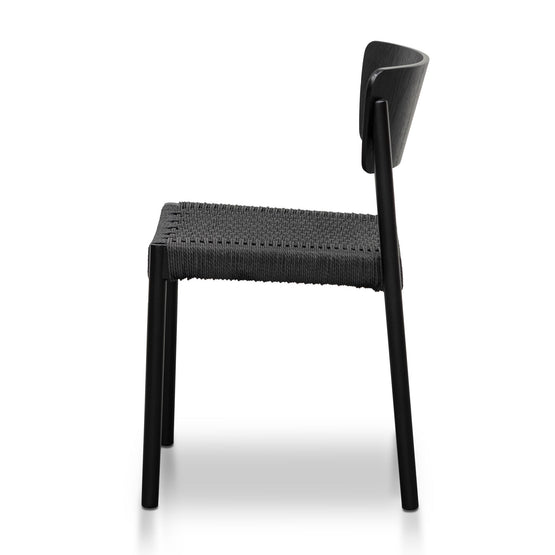Set of 2 - Filiberto Rope Seat Dining Chair - Black Dining Chair Swady-Core   