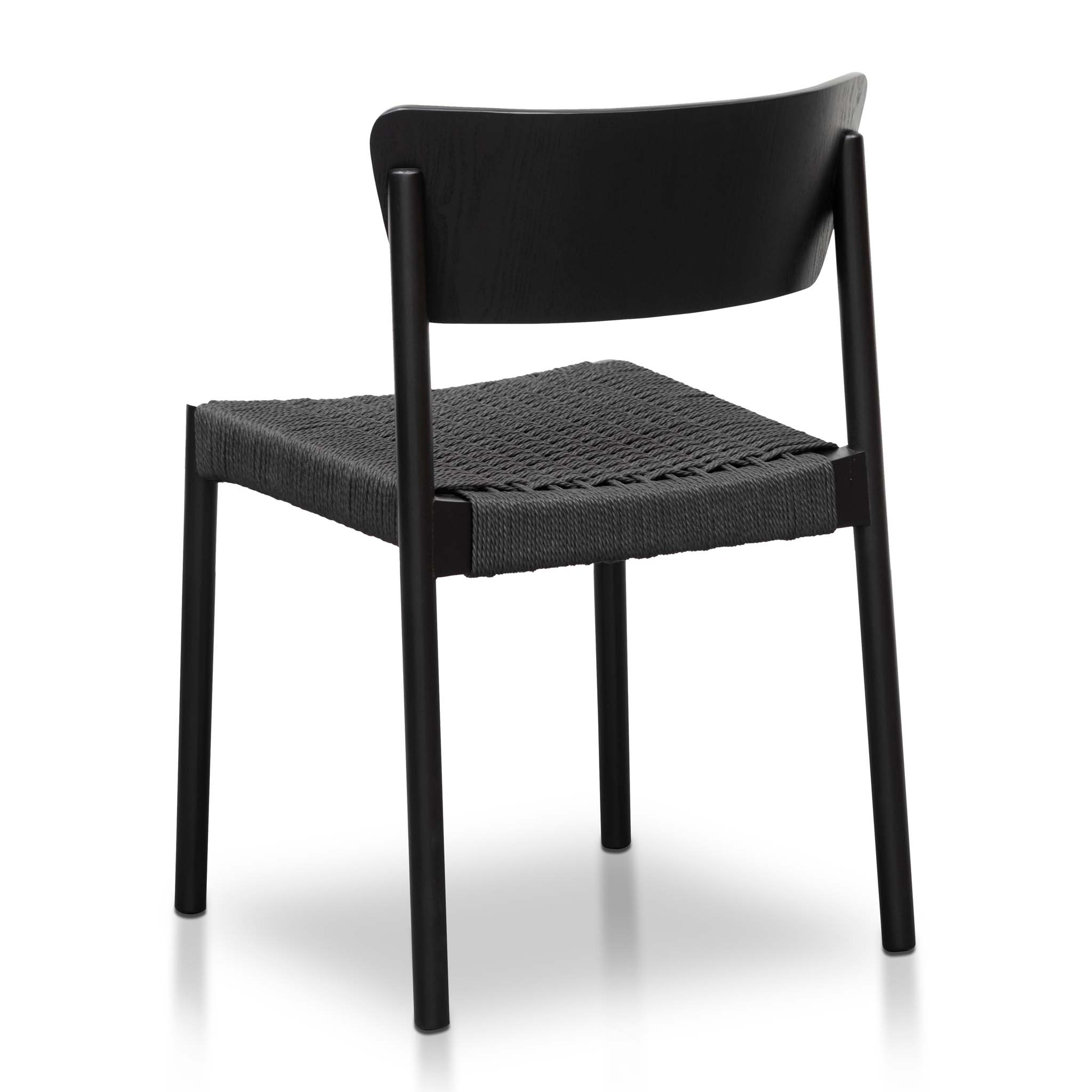 Set of 2 - Filiberto Rope Seat Dining Chair - Black Dining Chair Swady-Core   