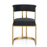 Ex Display - Adela Black Velvet Dining Chair - Golden Base Dining Chair Blue Steel Sofa- Core