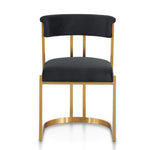 Adela Black Velvet Dining Chair - Golden Base Dining Chair Blue Steel Sofa- Core   