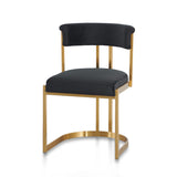 Ex Display - Adela Black Velvet Dining Chair - Golden Base Dining Chair Blue Steel Sofa- Core