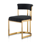 Ex Display - Adela Black Velvet Dining Chair - Golden Base Dining Chair Blue Steel Sofa- Core