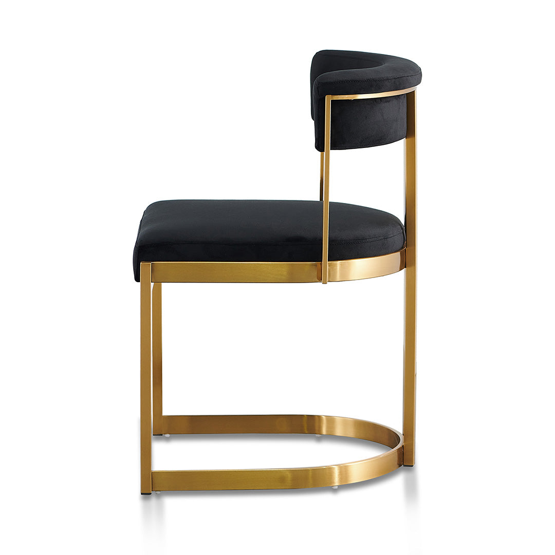 Ex Display - Adela Black Velvet Dining Chair - Golden Base Dining Chair Blue Steel Sofa- Core