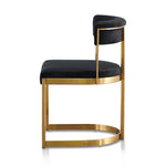Ex Display - Adela Black Velvet Dining Chair - Golden Base Dining Chair Blue Steel Sofa- Core