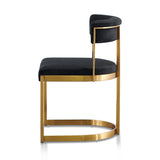 Ex Display - Adela Black Velvet Dining Chair - Golden Base Dining Chair Blue Steel Sofa- Core