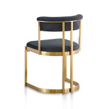 Ex Display - Adela Black Velvet Dining Chair - Golden Base Dining Chair Blue Steel Sofa- Core