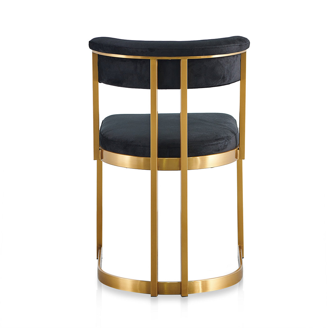 Ex Display - Adela Black Velvet Dining Chair - Golden Base Dining Chair Blue Steel Sofa- Core