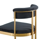 Adela Black Velvet Dining Chair - Golden Base Dining Chair Blue Steel Sofa- Core   