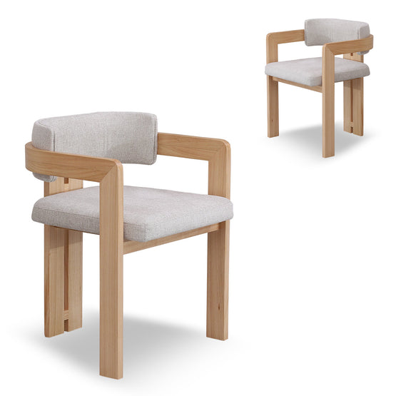 Set of 2 - Merari Natural NZ Ash Dining Chair - Stone Beige Dining Chair Marri-Core   
