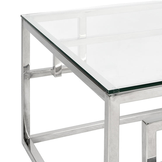 Anderson 1.2m Coffee Table With Tempered Glass - Stainless Steel Base CF1076-BS