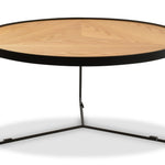 Ex Display - Luna 90x45cm Round Coffee Table - Natural Top - Black Frame Coffee Table Better B-Core