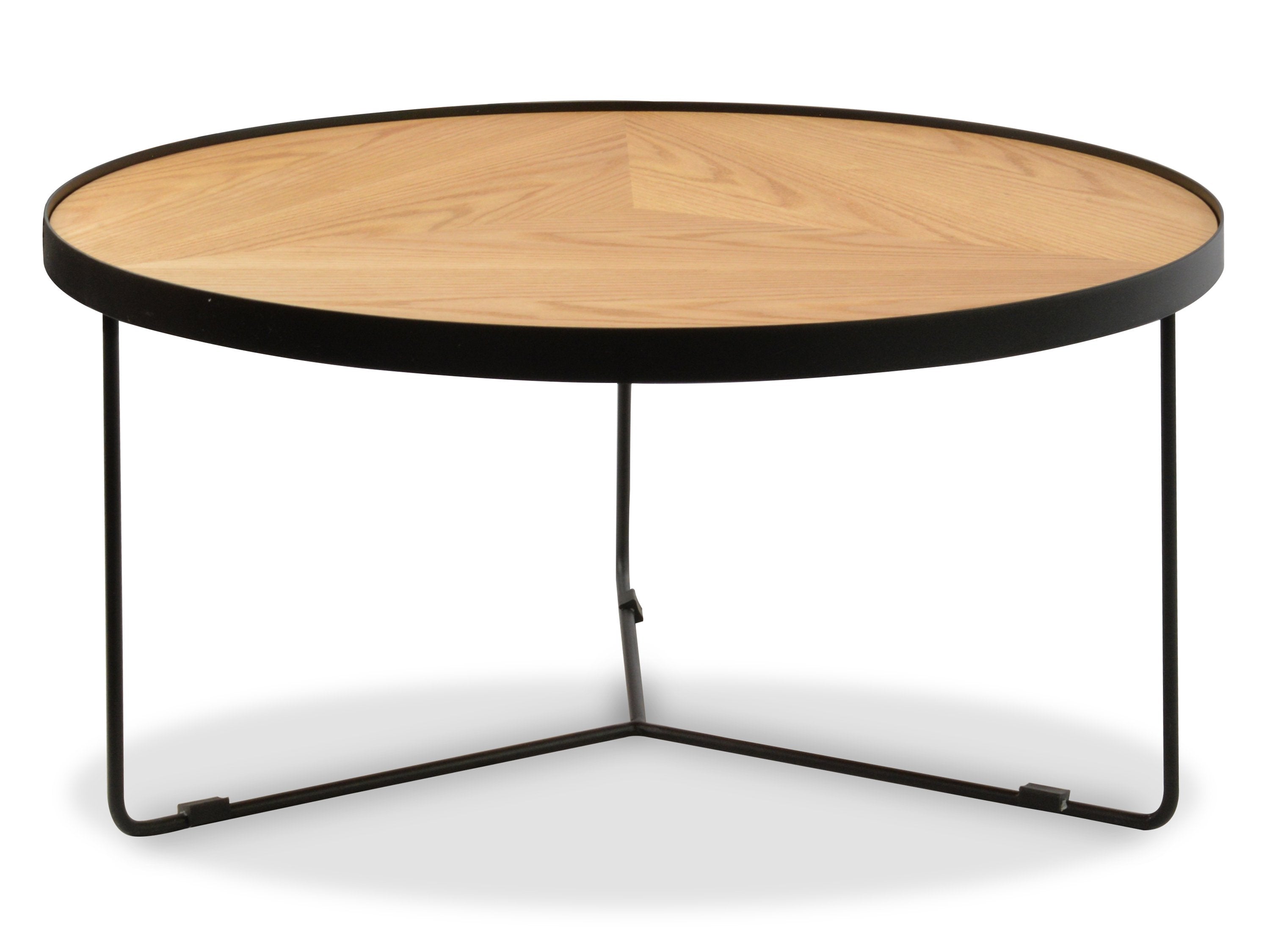 Ex Display - Luna 90x45cm Round Coffee Table - Natural Top - Black Frame Coffee Table Better B-Core