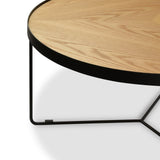 Ex Display - Luna 90x45cm Round Coffee Table - Natural Top - Black Frame Coffee Table Better B-Core