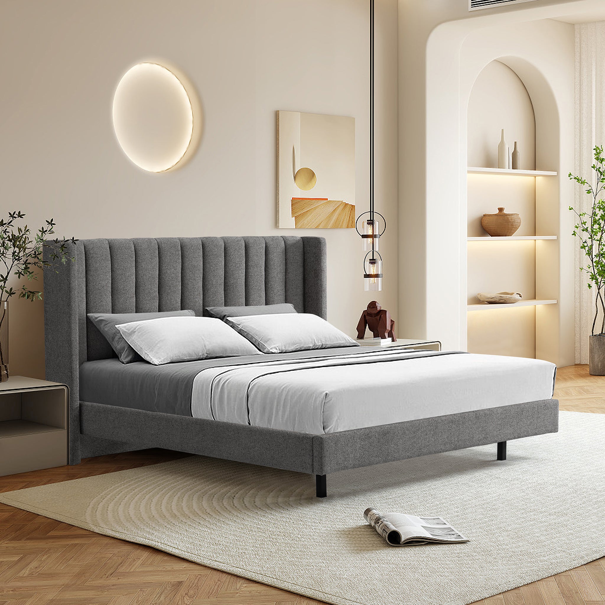 Hillsdale King Bed Frame - Spec Charcoal Bed Frame Ming-Core   