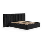 Ralph Wide Base Queen Bed Frame - Black Velvet with Storage Bed Frame Ming-Core   