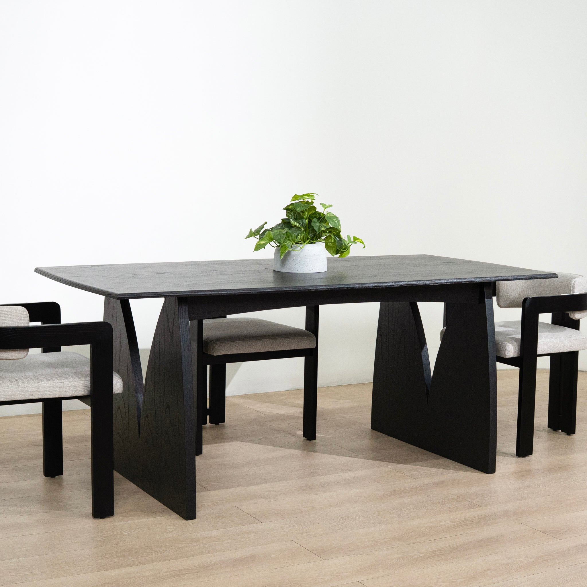 Ex Display - Amano 1.8m Elm Dining Table - Full Black Dining Table Nicki-Core