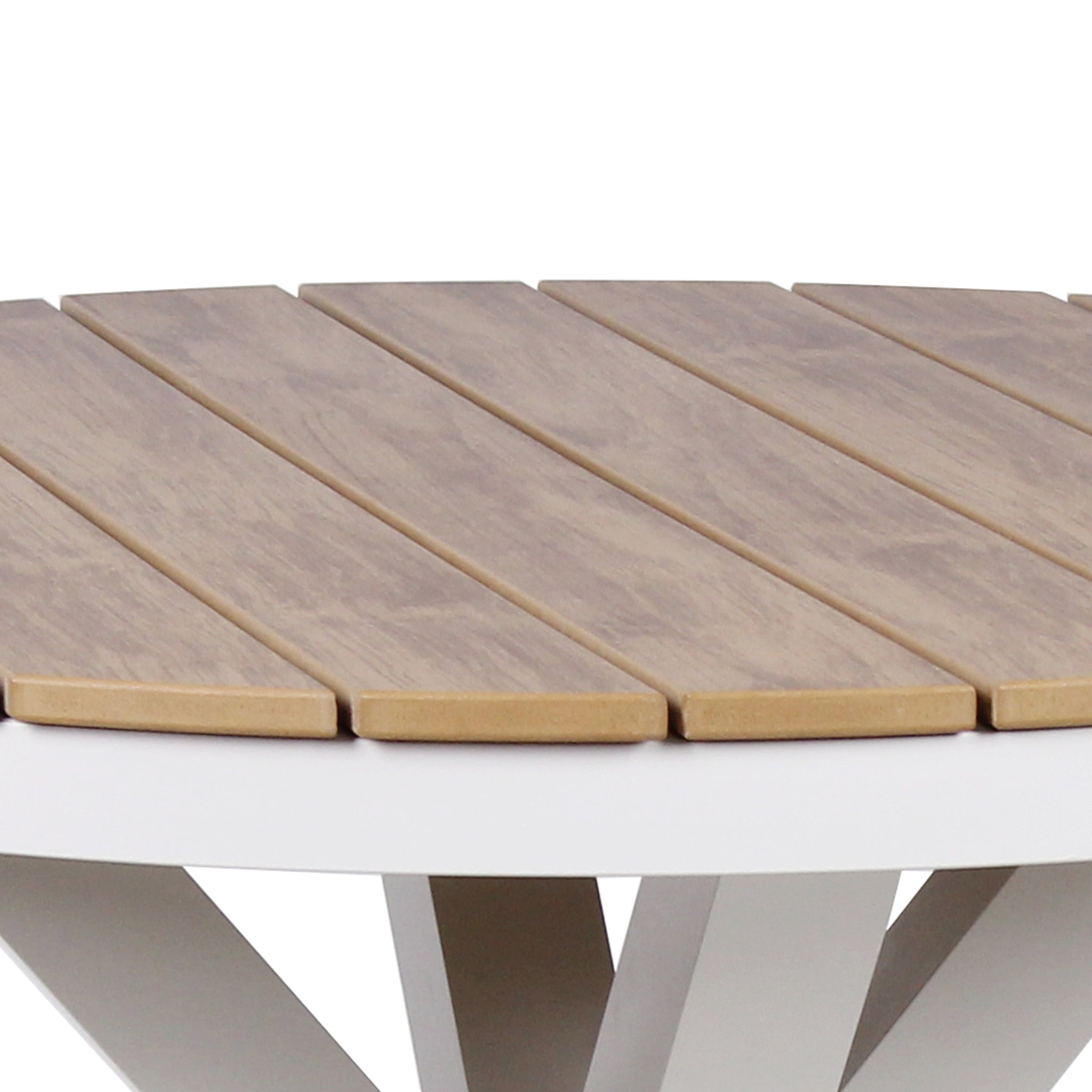 Vanesa 90cm Round Sand White Outdoor Dining Table - Natural Outdoor Table Industra-Core