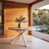 Vanesa 1.4m Round Sand White Outdoor Dining Table - Natural Dining Table Industra-Core