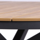 Vanesa 1.4m Round Charcoal Outdoor Dining Table - Natural Dining Table Industra-Core