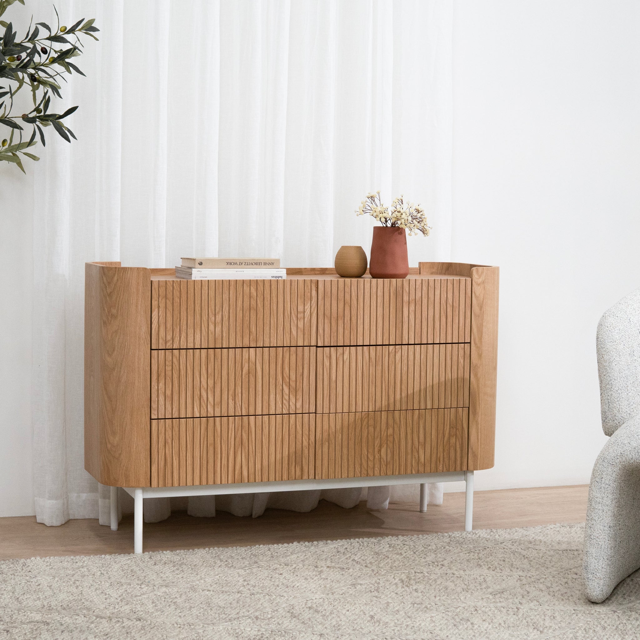 Gemma 1.2m Chest of Drawers - Natural Drawer KD-Core