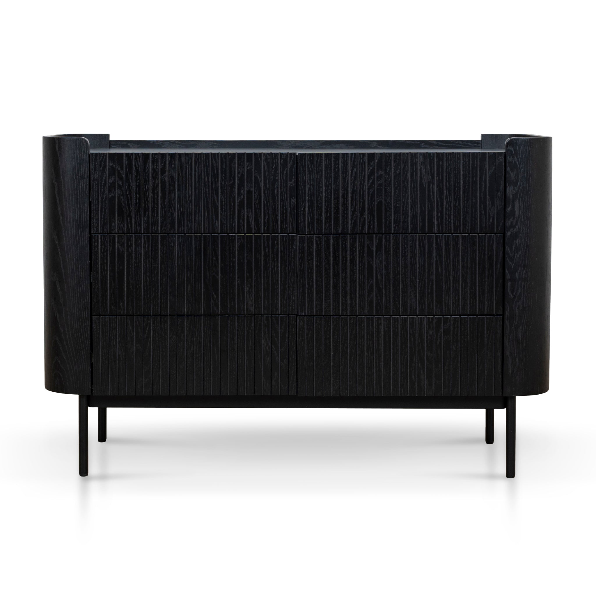 Gemma 1.2m Chest of Drawers - Full Black Drawer KD-Core