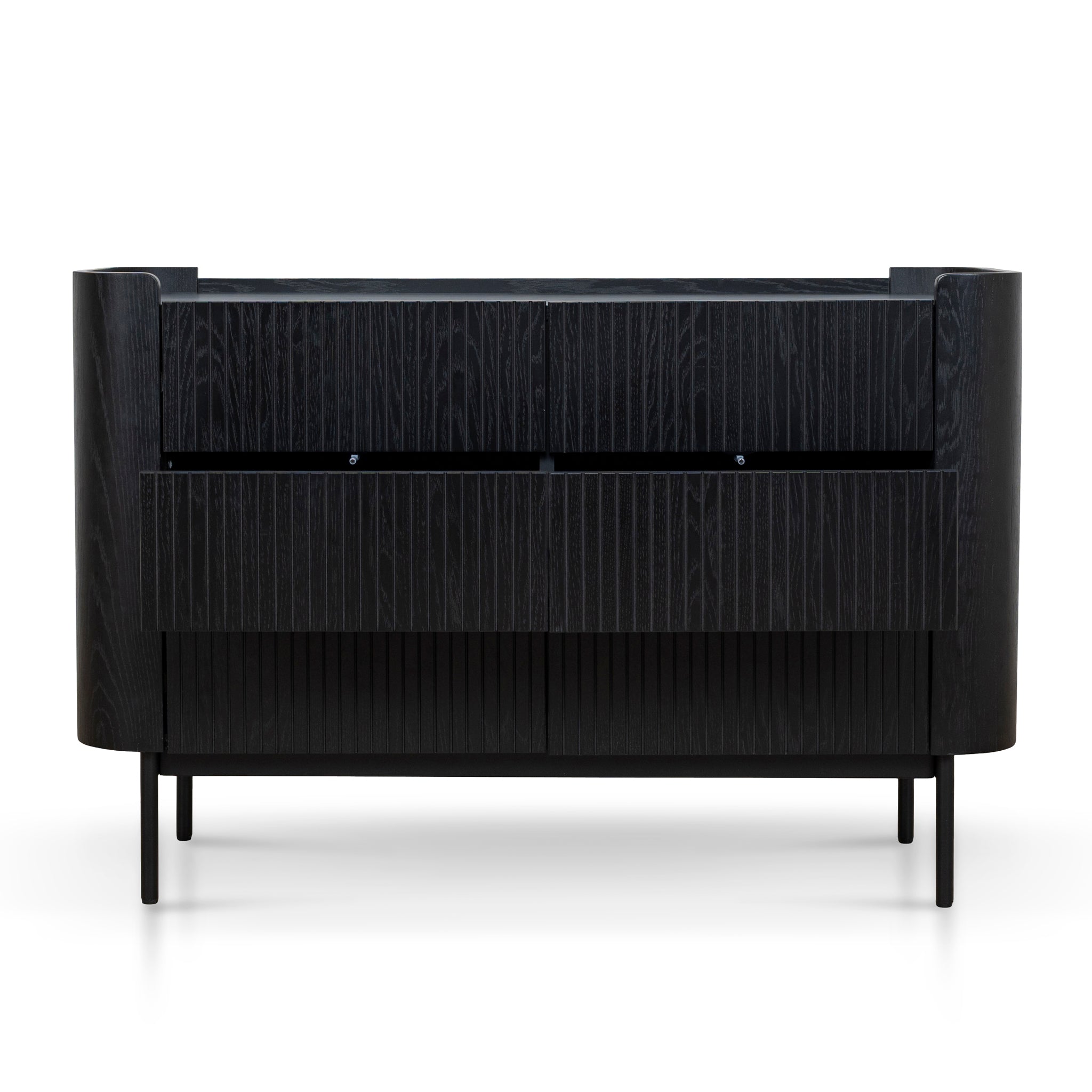 Gemma 1.2m Chest of Drawers - Full Black Drawer KD-Core