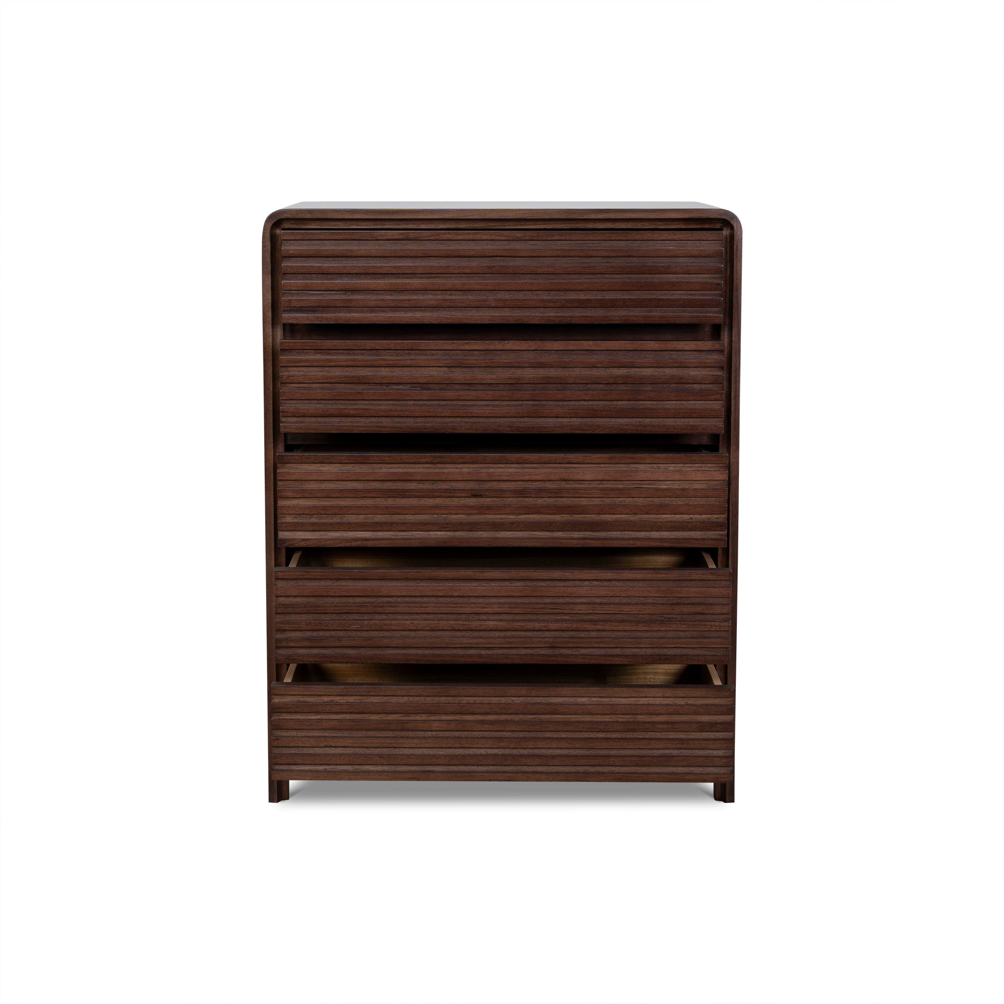 Amparo Tallboy Drawer Chest - Walnut Drawer AU Wood-Core
