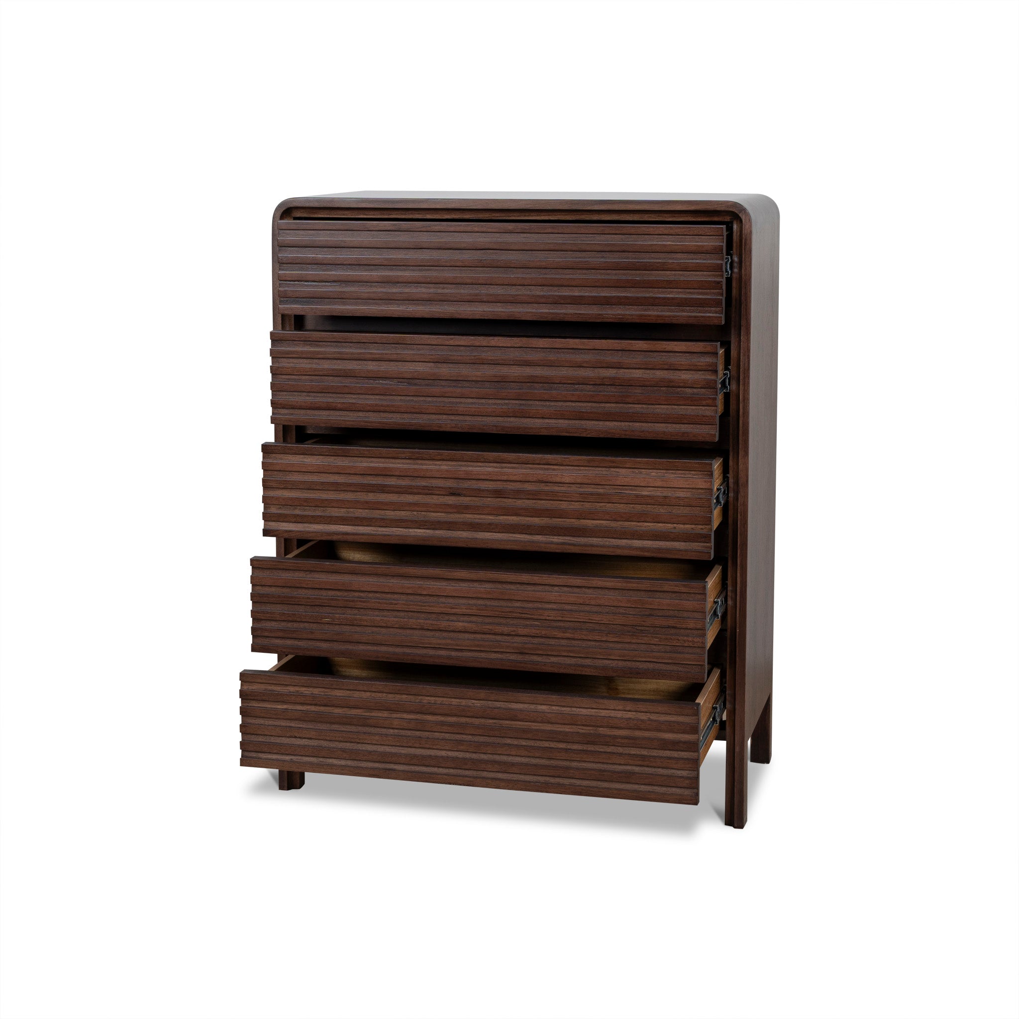 Amparo Tallboy Drawer Chest - Walnut Drawer AU Wood-Core