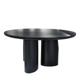 Nobu 1.5m Round Dining Table - Full Black Oak Dining Table Century-Core