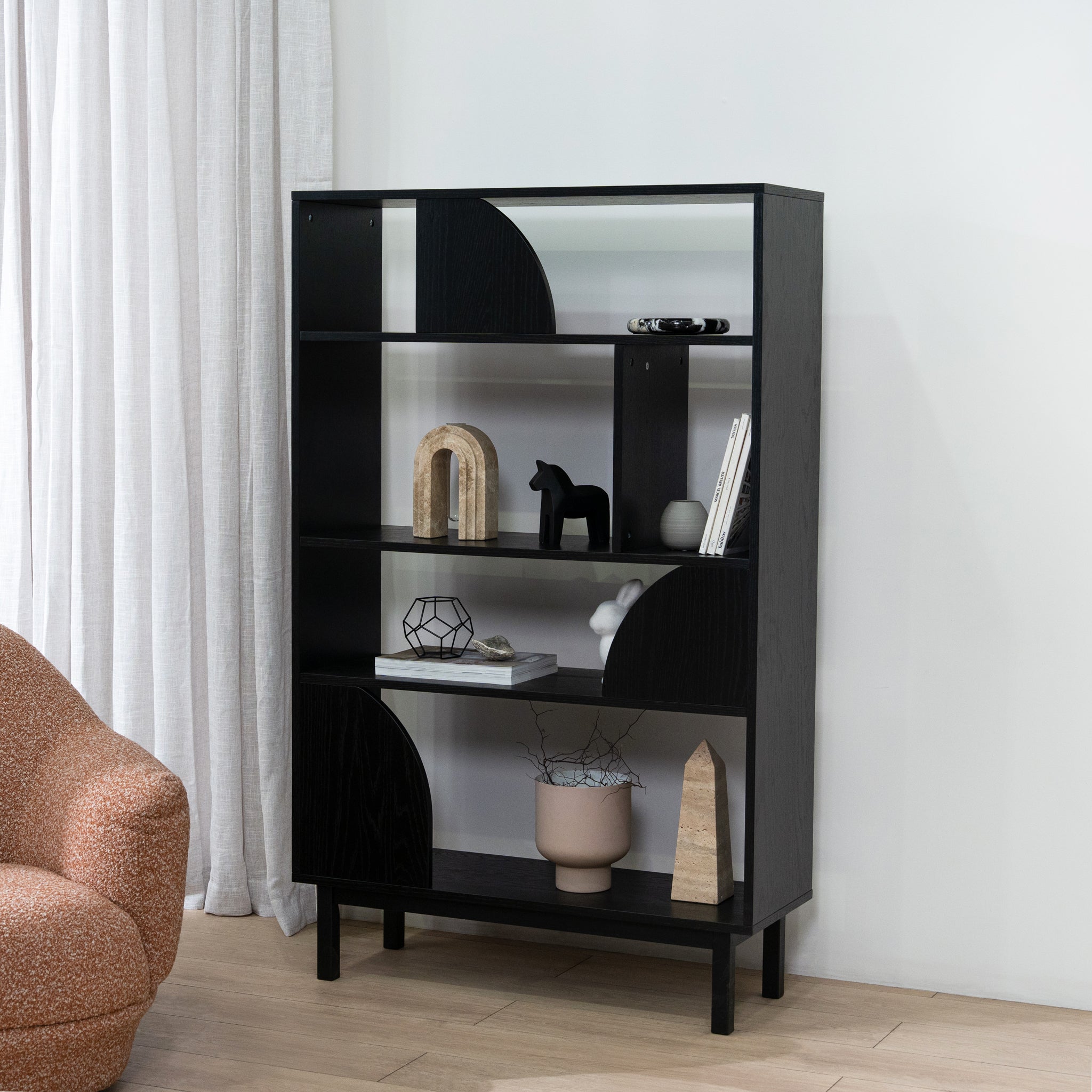 Adone 1.6m (H) Book Shelf - Full Black Bookshelf KD-Core