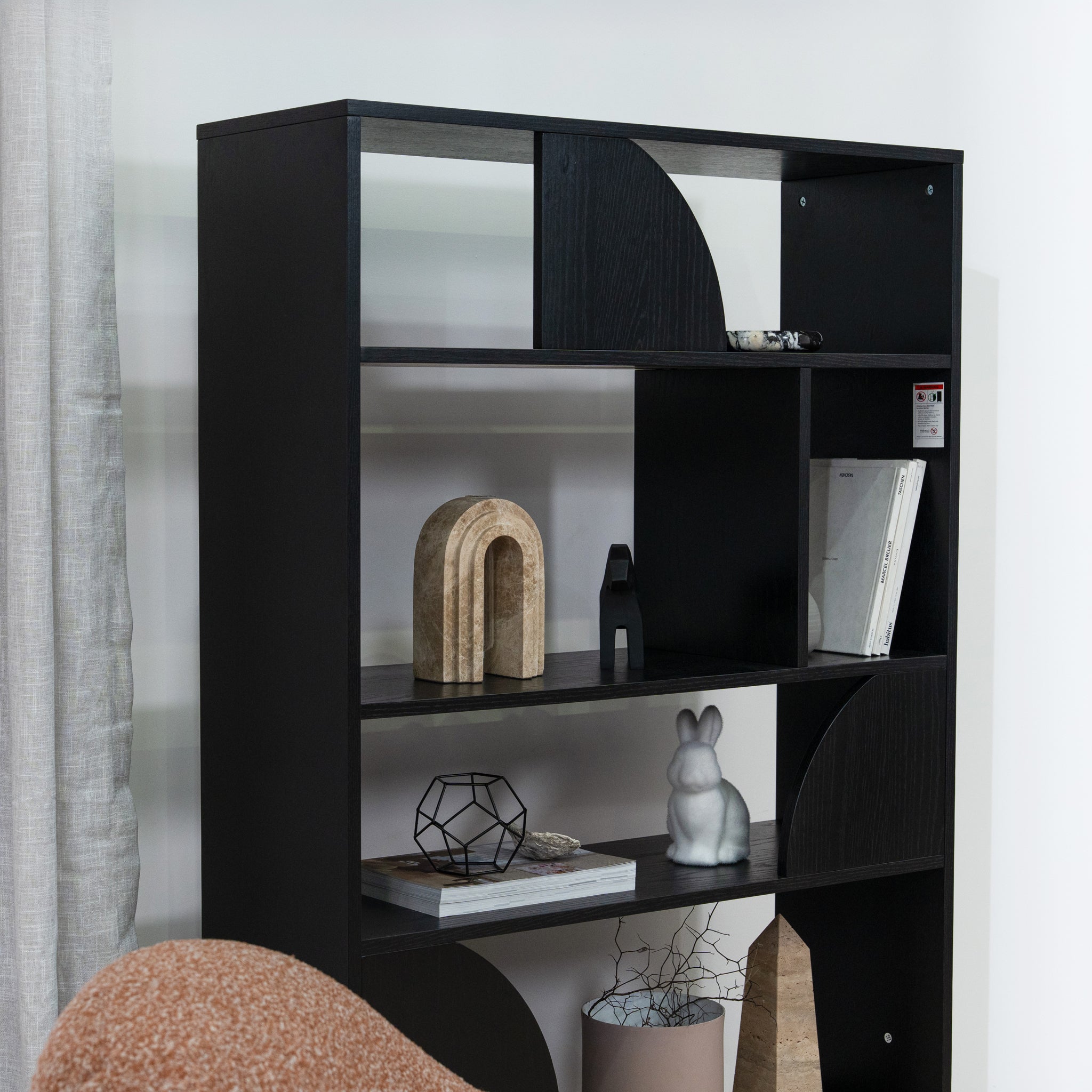 Adone 1.6m (H) Book Shelf - Full Black Bookshelf KD-Core