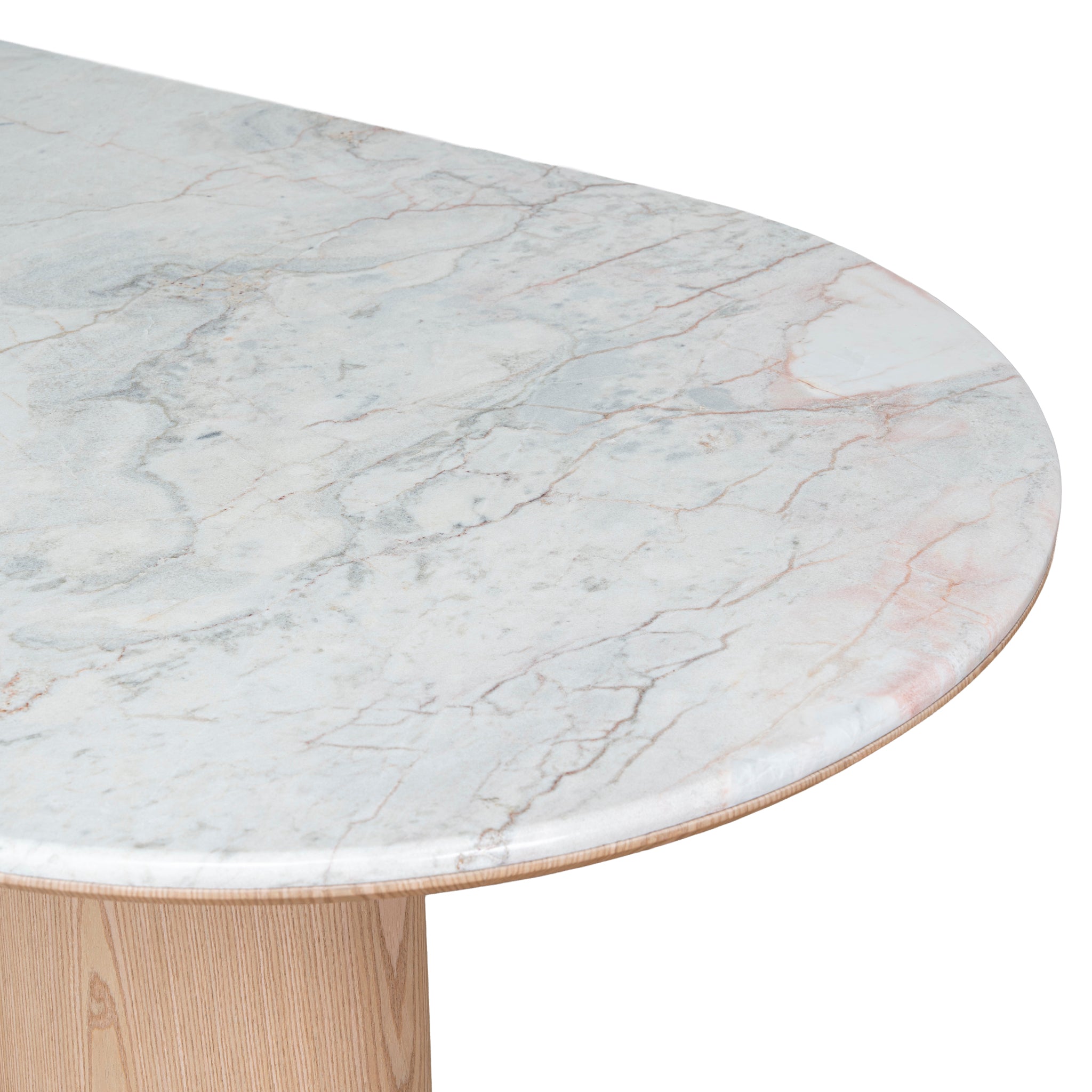 Ex Display - Vienna 2.2m White Marble Dining Table - Natural Dining Table Mika-Core