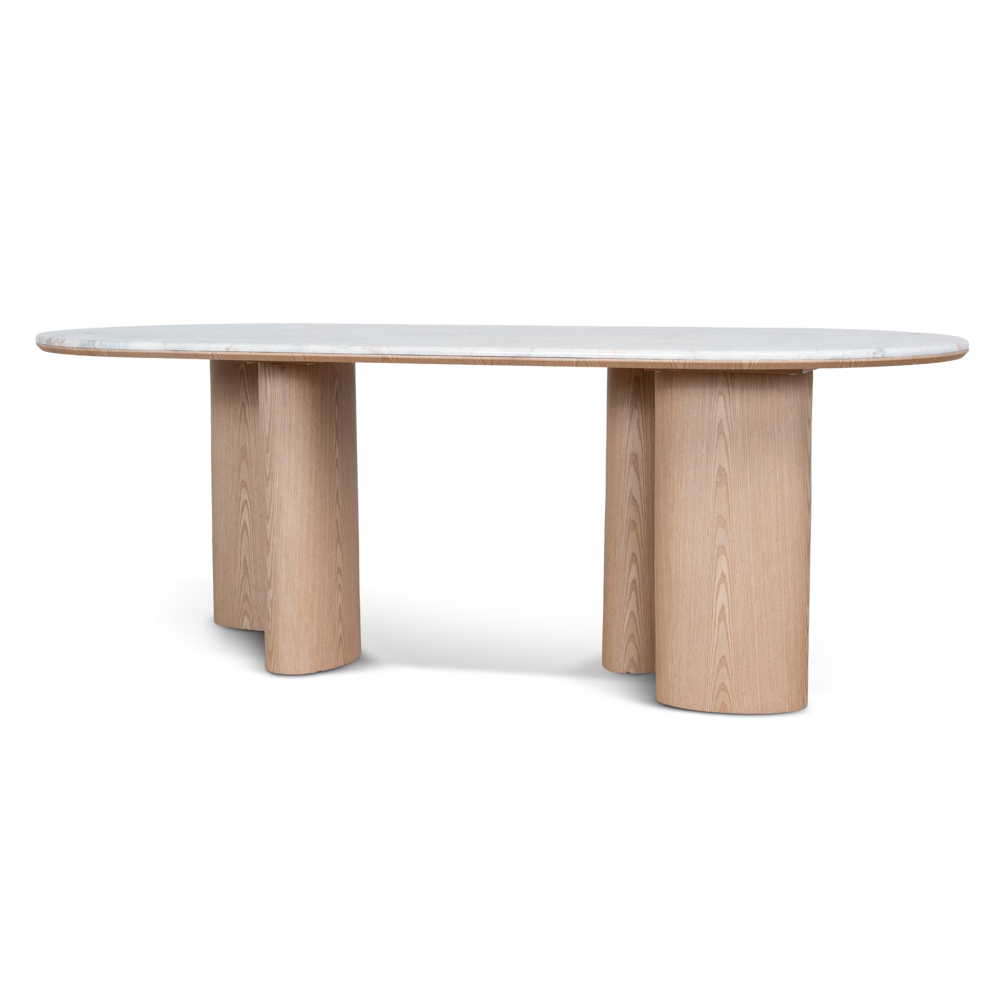 Ex Display - Vienna 2.2m White Marble Dining Table - Natural Dining Table Mika-Core