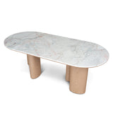 Ex Display - Vienna 2.2m White Marble Dining Table - Natural Dining Table Mika-Core