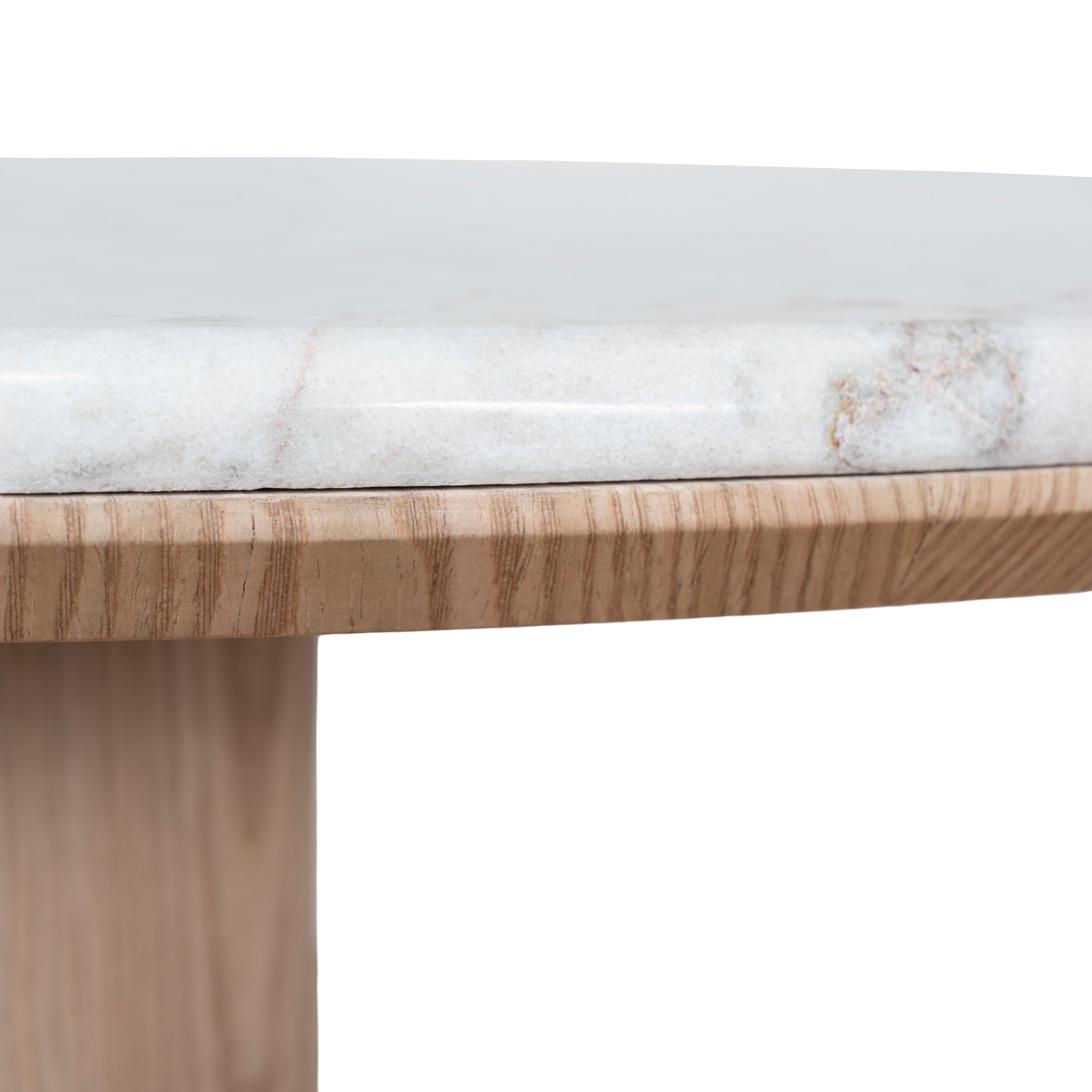 Ex Display - Vienna 2.2m White Marble Dining Table - Natural Dining Table Mika-Core