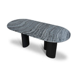 Ex Display - Vienna 2.2m Black Marble Dining Table - Black Dining Table Mika-Core