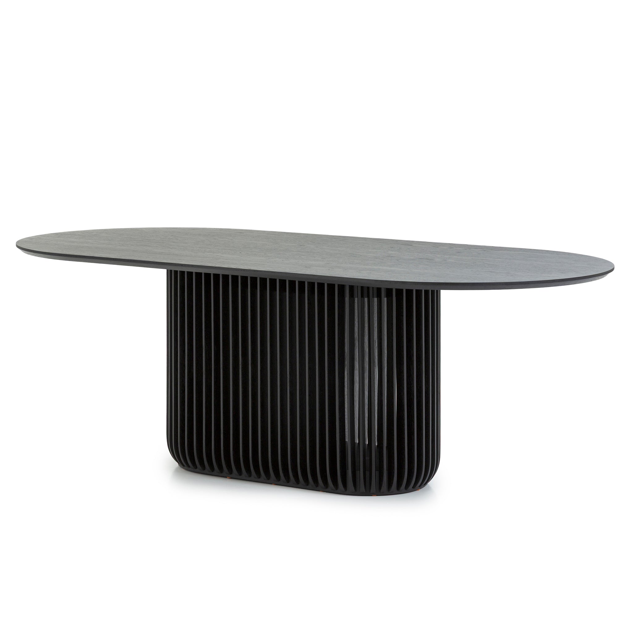 Arvena 2.2m Oval Dining Table - Black Stain Dining Table Cube Home-Core