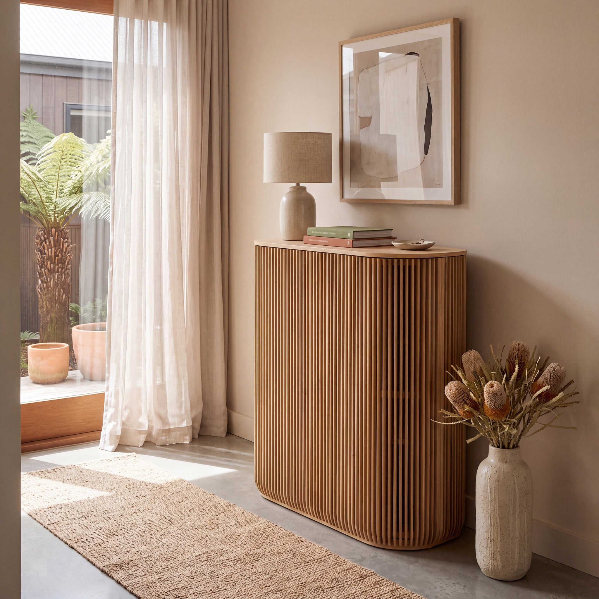 Arvena 1.35m (H) High Board Unit - Natural Buffet & Sideboard Cube Home-Core