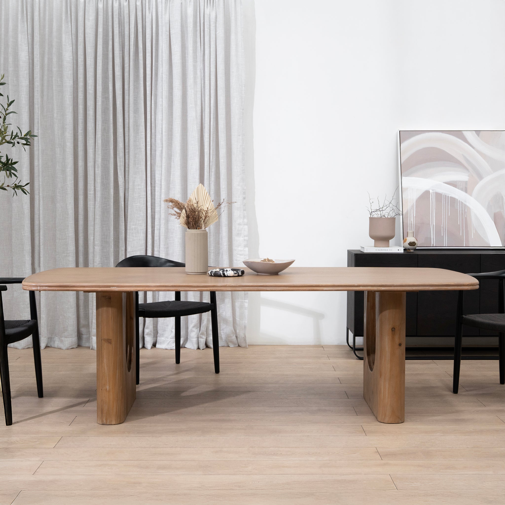 Auralin 2.4m Elm Dining Table - Natural Dining Table Nicki-Core
