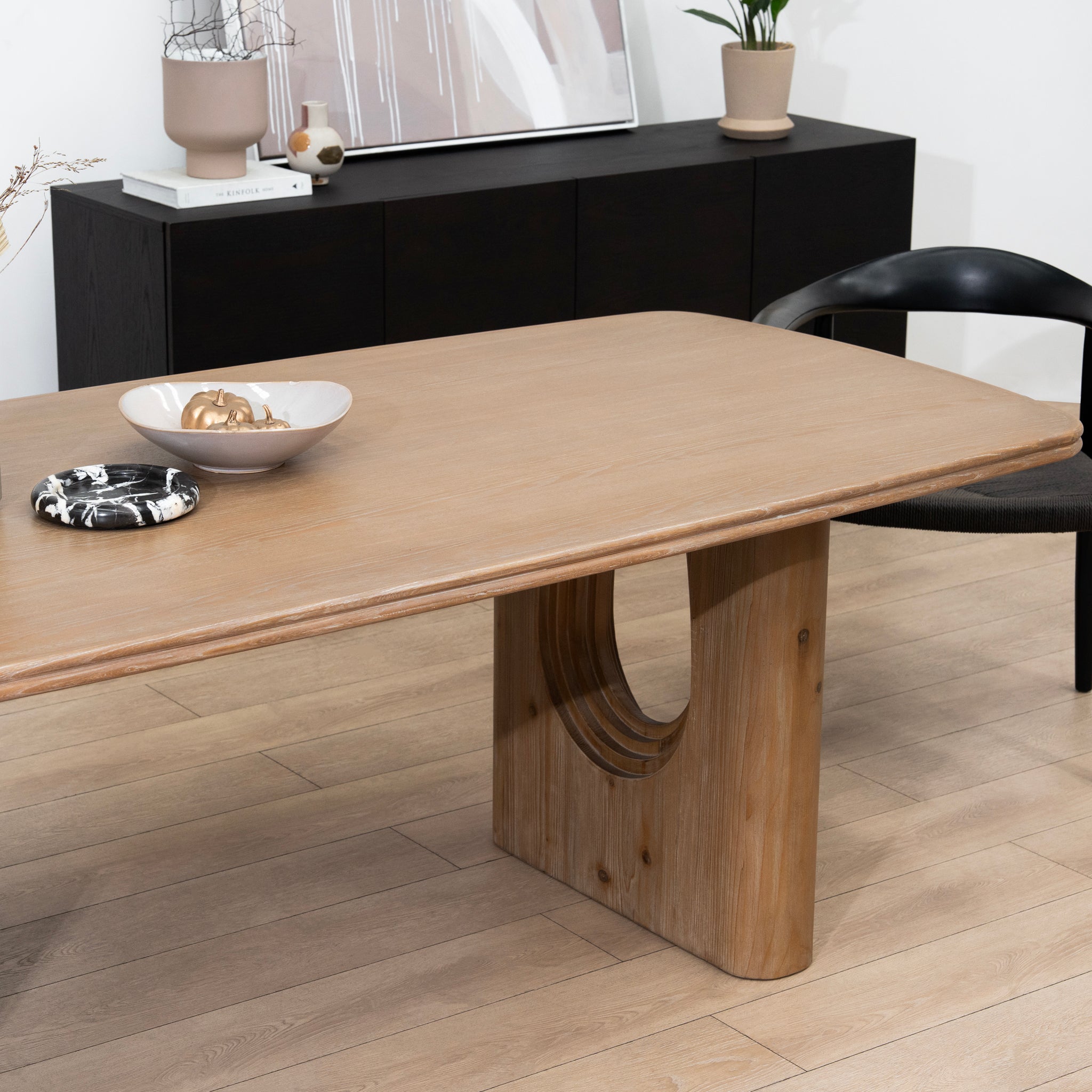 Auralin 2.4m Elm Dining Table - Natural Dining Table Nicki-Core