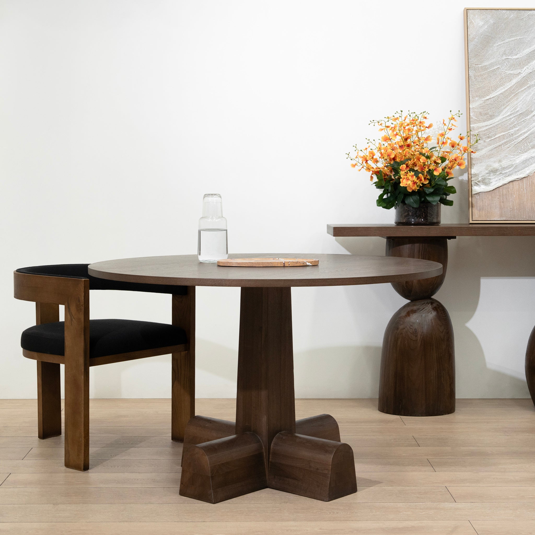 Vistone 1.2m Round Dining Table - Dark Brown Dining Table Nicki-Core