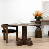 Vistone 1.2m Round Dining Table - Dark Brown Dining Table Nicki-Core