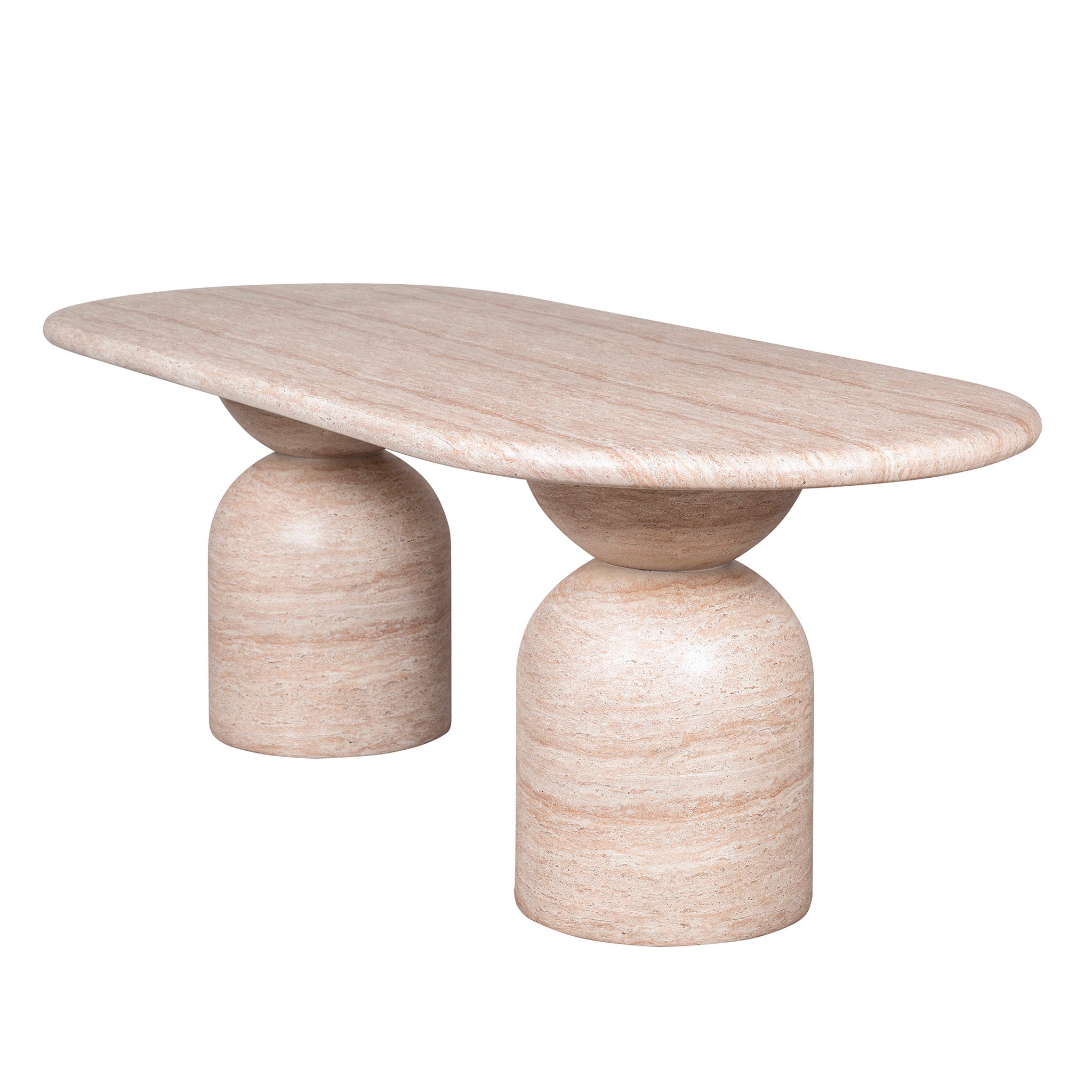 Palatino 2.2m Oval Dining Table - Light Travertine Look Dining Table Concrete-Core