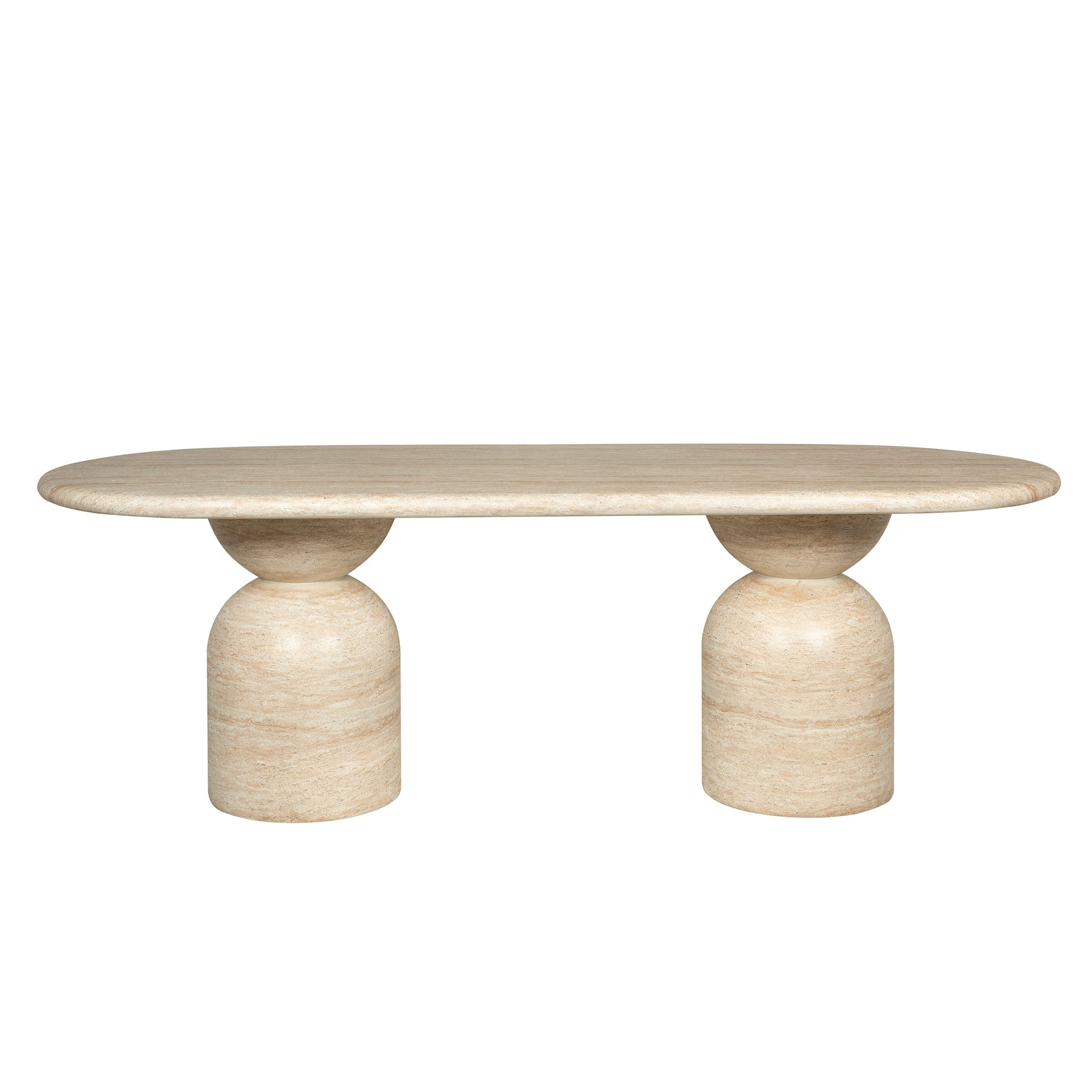 Palatino 2.2m Oval Dining Table - Light Travertine Look Dining Table Concrete-Core