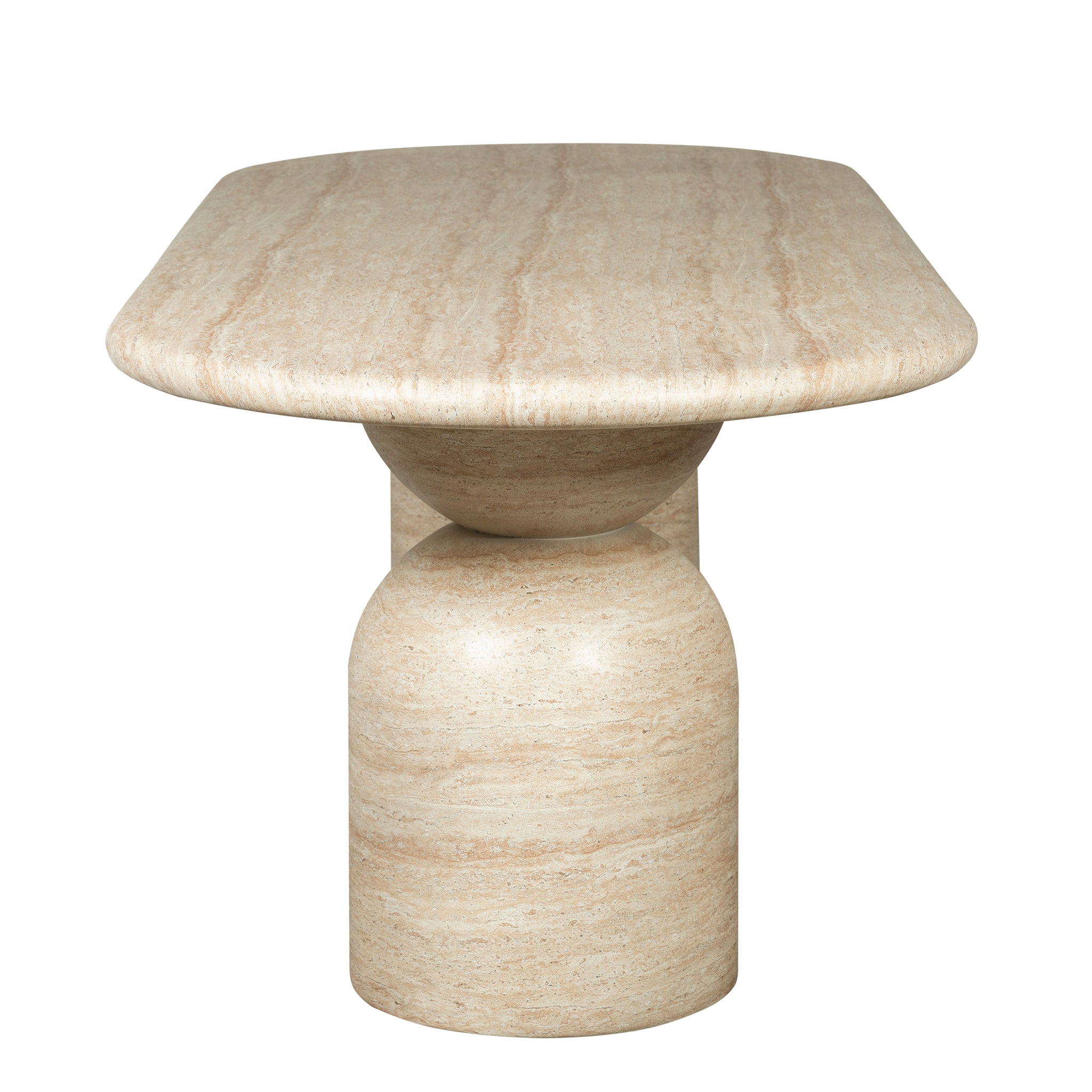 Palatino 2.2m Oval Dining Table - Light Travertine Look Dining Table Concrete-Core