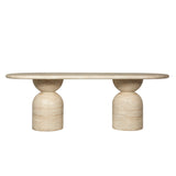 Palatino 2.2m Oval Dining Table - Light Travertine Look Dining Table Concrete-Core