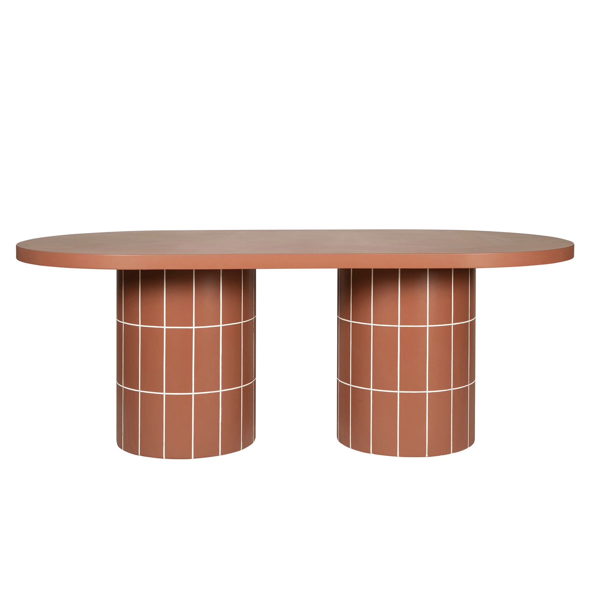 Lutetia 2m Concrete Oval Dining Table- - Terracotta Dining Table Concrete-Core