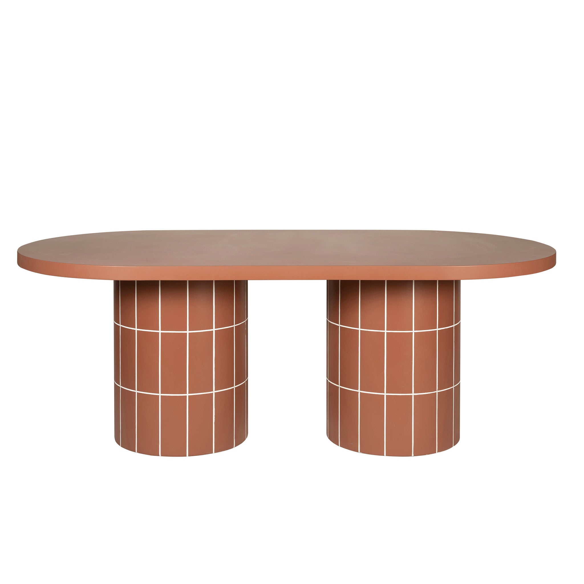 Lutetia 2m Concrete Oval Dining Table- - Terracotta Dining Table Concrete-Core