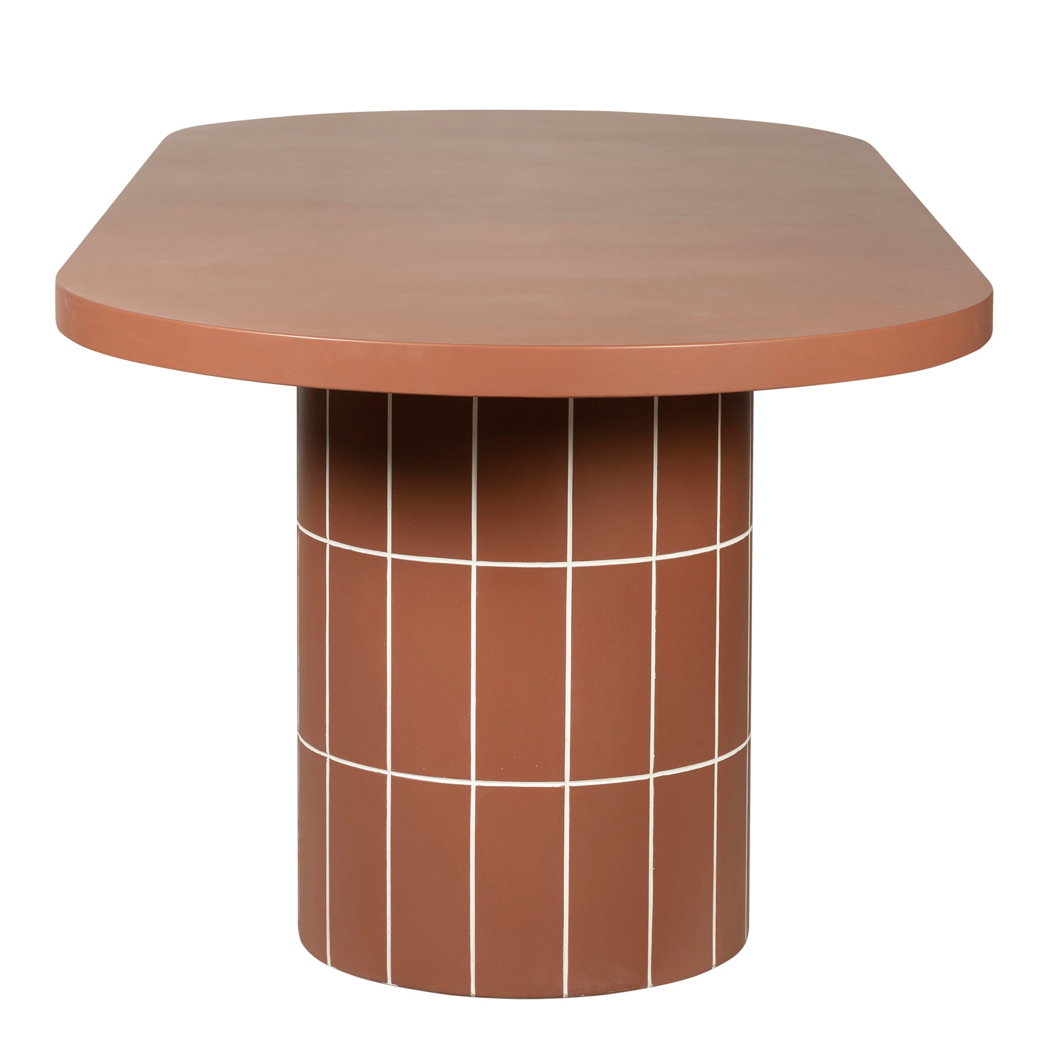 Lutetia 2.4m Concrete Oval Dining Table - Terracotta Dining Table Concrete-Core